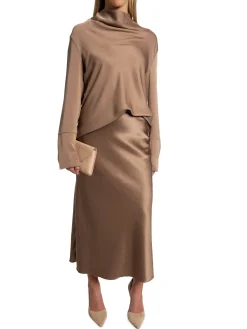 Ahlvar Gallery Kjol Hana Satin Sand^ Kjolar
