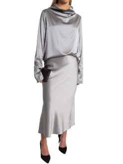 Ahlvar Gallery Kjol Hana Satin Silver^ Kjolar