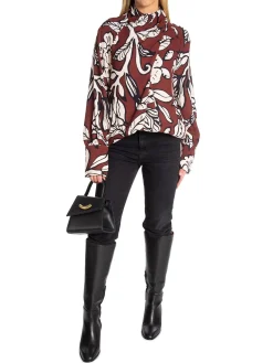 Malina By Blus Savannah Twisted Neck Detail Pencil Floral^ Blusar