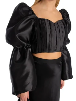 Malina By Topp Hannah Pouf Sleeve Cropped Black^ Toppar