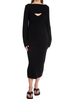 Calvin Klein Klanning Soft Wool Rib Layered Knit Black^ Klänningar