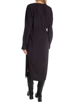 Calvin Klein Klanning Structure Twill V-Neck Black^ Klänningar