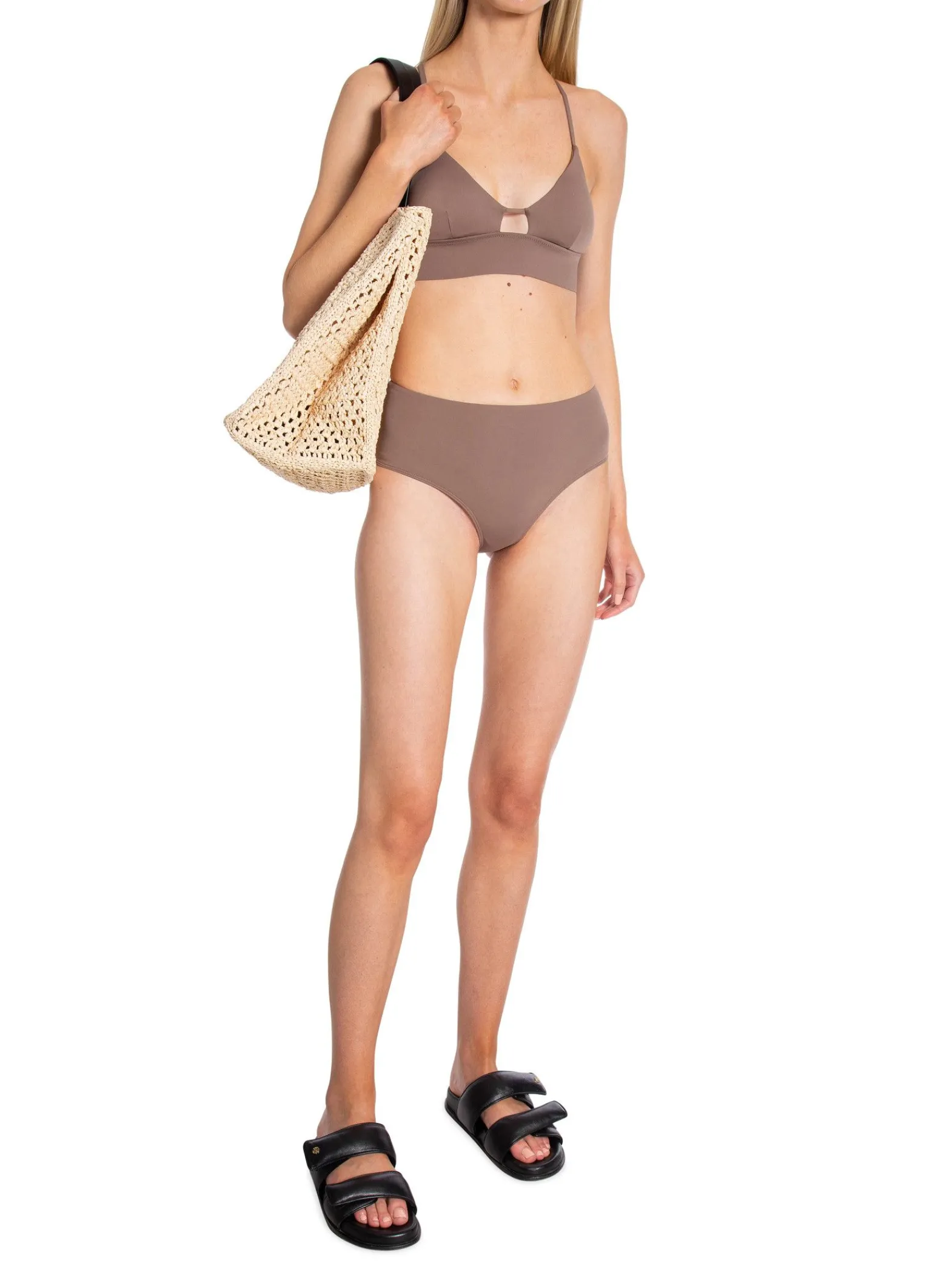 Casall Bikini Topp Triangle Cut-Out Dark Taupe^ Badkläder