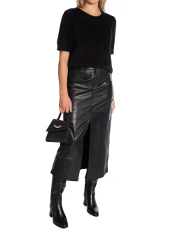 Co´couture Co'Couture Kjol Phoebe Leather Slit Black^ Kjolar