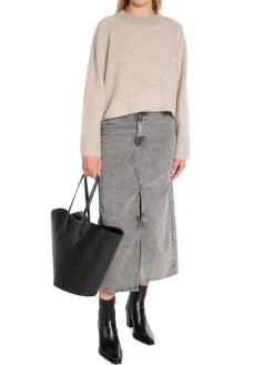 Co´couture Kjol Vik Asym Slit Mid Grey^ Kjolar