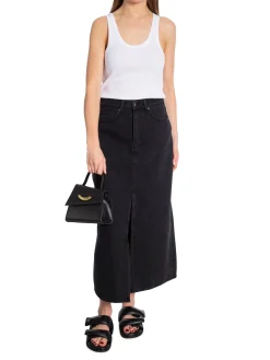 Co´couture Kjol Vika Slit Denimblack^ Kjolar