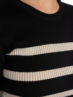 Co´couture Co'Couture Troja Badu Stripe Midi Sleeve Knit Black^ Tröjor & Koftor
