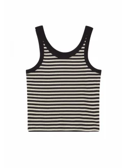 Dagmar Topp Ribbedblack White^ Toppar