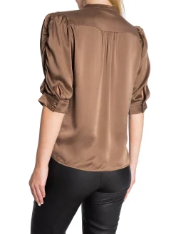 DANTE6 Blus Pernaud Silk Smocked Pure Taupe^ Blusar