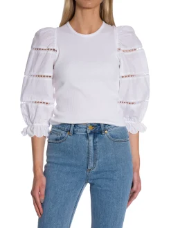 Filippa K Topp Puff Sleeve Rib White^ Toppar