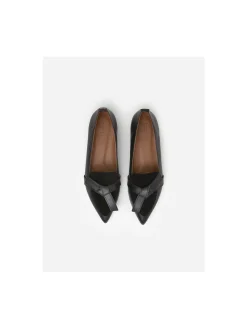 Flattered Ballerina Ally Black Leather/Suede^ Ballerina