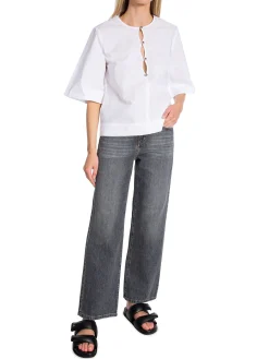 Ganni Blus Poplin Bright White^ Blusar