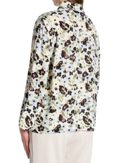 Ganni Blus Printed Crepe Meadow Egret^ Blusar
