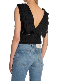 Ganni Topp Broderie Anglaise Rhythm Collar Black^ Toppar