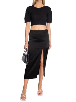 Ganni Topp Cotton Poplin O-Neck Cropped Smock Black^ Toppar