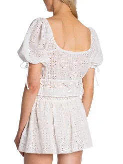 Ganni Topp Light Broderie Anglaise Cropped Top Bright White^ Toppar