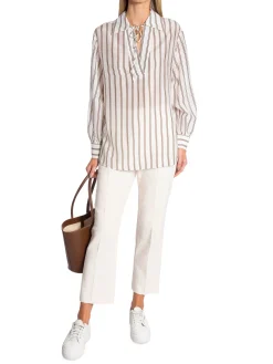 GANT Blus V-Neck Stripe Eggshell^ Blusar