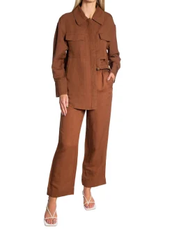 GANT Byxa Linen Viscose Pull-On Mahogany Brown^ Byxor