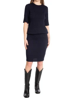 GANT Kjol Textured Knitted Evening Blue^ Kjolar