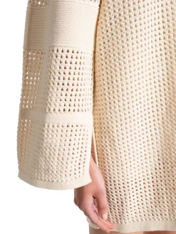 GANT Klanning Open Knit Rugger Cream^ Klänningar