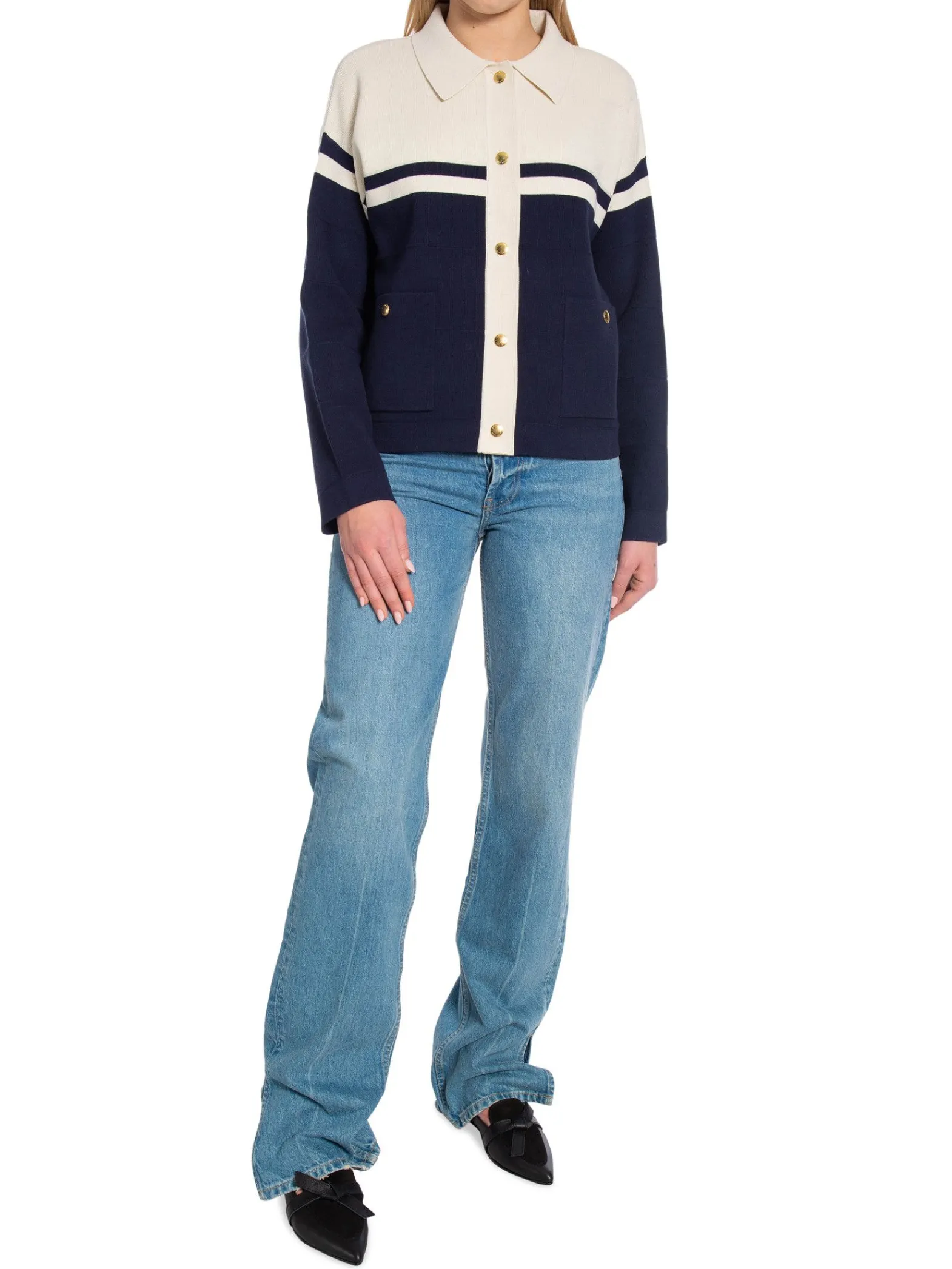 GANT Kofta Color Blocked Evening Blue^ Tröjor & Koftor