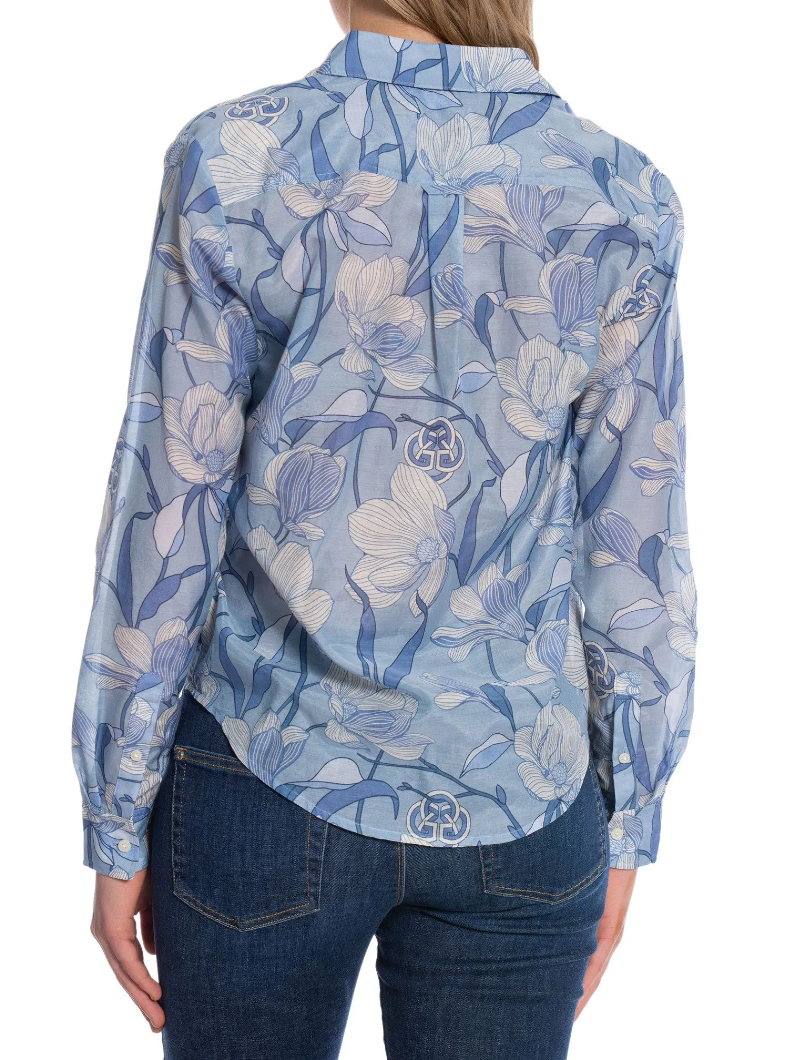 GANT Skjorta Magnolia Print Cot Silk Dove Blue^ Skjortor