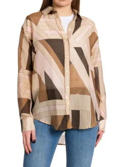 GANT Skjorta Rel Letters Print Cot Silk Roasted Walnut^ Skjortor