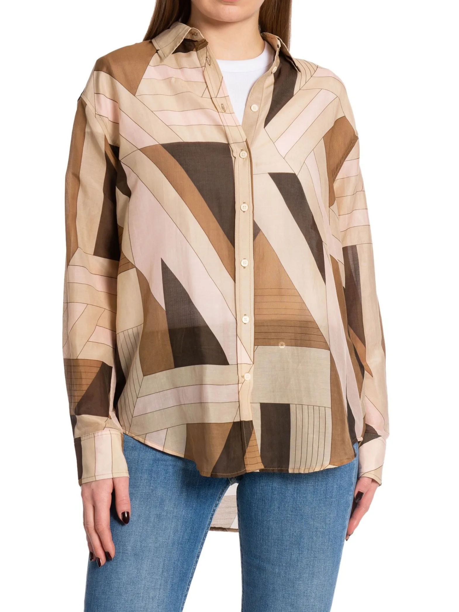 GANT Skjorta Rel Letters Print Cot Silk Roasted Walnut^ Skjortor