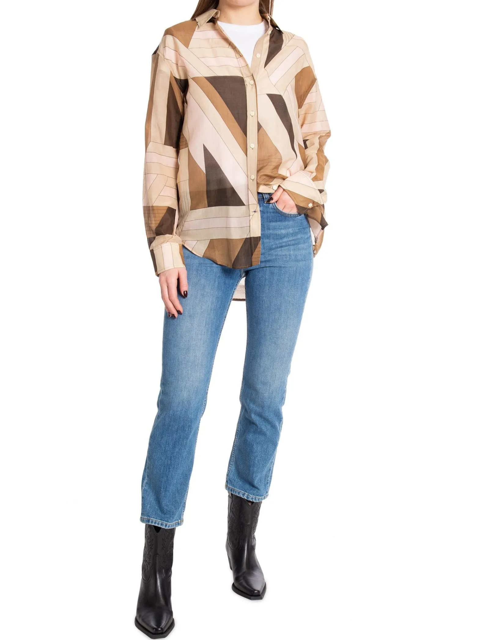GANT Skjorta Rel Letters Print Cot Silk Roasted Walnut^ Skjortor