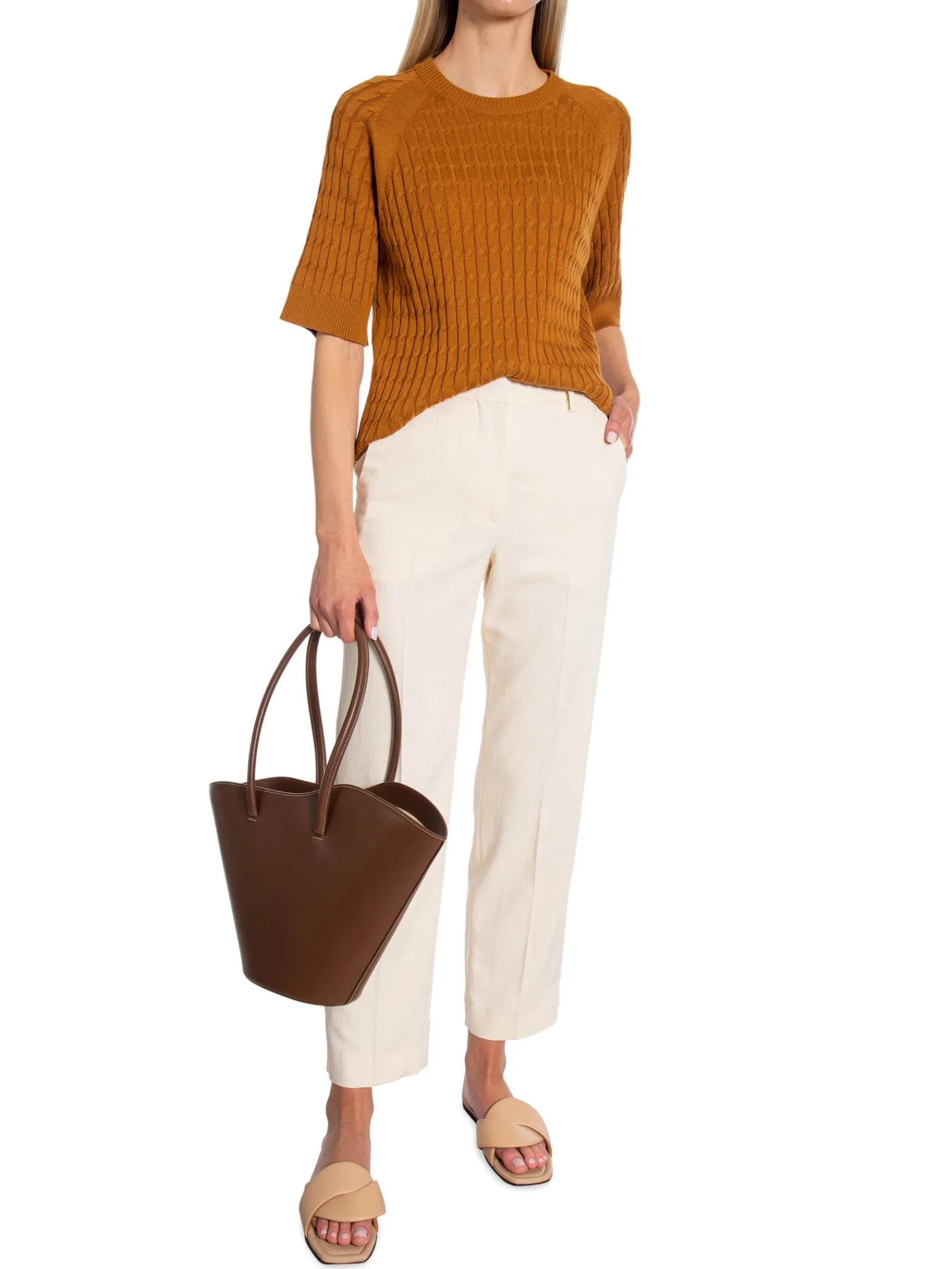 GANT Troja Cable Ss C-Neck Cinnamon Brown^ Tröjor & Koftor