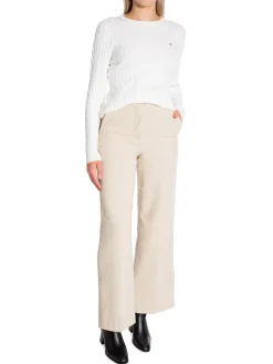 GANT Troja Stretch Cotton Cable C-Neck Eggshell^ Tröjor & Koftor