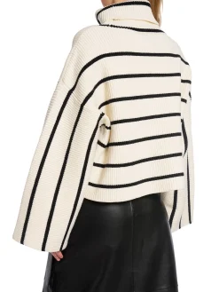 Gestuz Troja Georgia Short Pullover Egret With Black Stripes^ Tröjor & Koftor