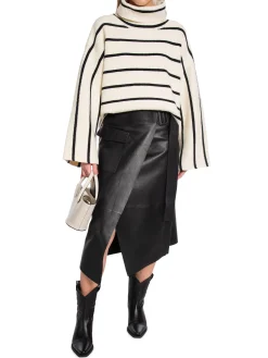 Gestuz Troja Georgia Short Pullover Egret With Black Stripes^ Tröjor & Koftor