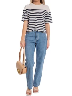 Lisa Yang Topp Cila Stripes Cream/Navy^ Toppar