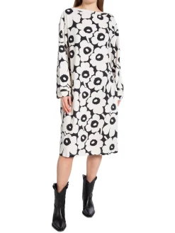 Marimekko Klanning Piata Unikko Jersey Off White/Black^ Klänningar