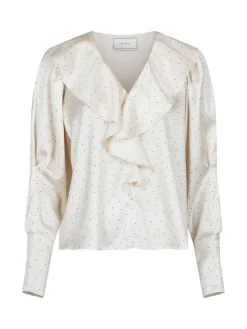 Neo Noir Blus Sandie Sateen Mini Dot Creme^ Blusar
