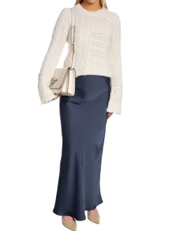 Neo Noir Kjol Vicky Heavy Sateen Midnight Blue^ Kjolar