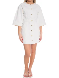 NORR Klanning Cara Short Denim White Wash^ Klänningar