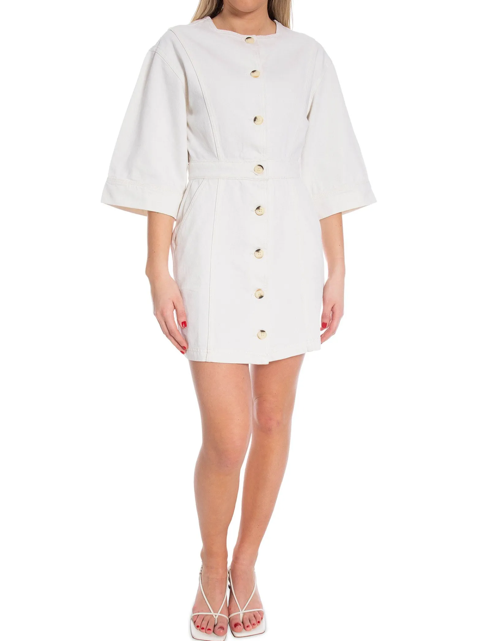 NORR Klanning Cara Short Denim White Wash^ Klänningar