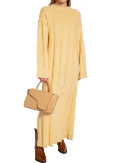 NORR Klanning Fuscia Rib Knit Light Yellow Melange^ Klänningar
