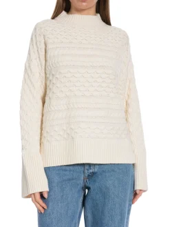 Second Female Troja Glava Knit T-Neck Vaporous White^ Tröjor & Koftor