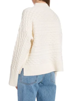 Second Female Troja Glava Knit T-Neck Vaporous White^ Tröjor & Koftor