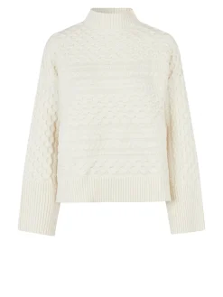 Second Female Troja Glava Knit T-Neck Vaporous White^ Tröjor & Koftor