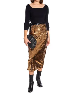 Selected Femme Kjol Rosaline Sequins Slit Copper^ Kjolar