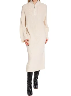 Selected Femme Klanning Ela Zipper Ls Knit High Neck Birch^ Klänningar