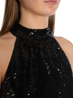 Selected Femme Topp Alaia Halterneck Sequins Black^ Toppar