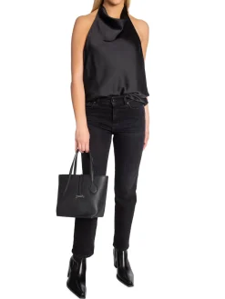 Selected Femme Topp Renata Halterneck Satin Black^ Toppar