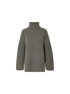 Selected Femme Troja Mary Long Knit Roll Neck Light Grey Melange^ Tröjor & Koftor