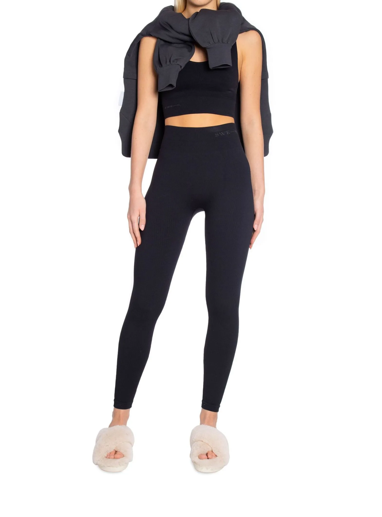 Swedish Stockings Leggings Tyra Rib Black^ Sport & Träning