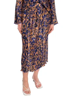 Y.A.S Kjol Yasswirl Hw Pleated Midi Mocha Mousse Swirl Print^ Kjolar